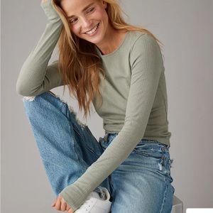 AE Hey Baby Long-Sleeve Pointelle-Knit Tee